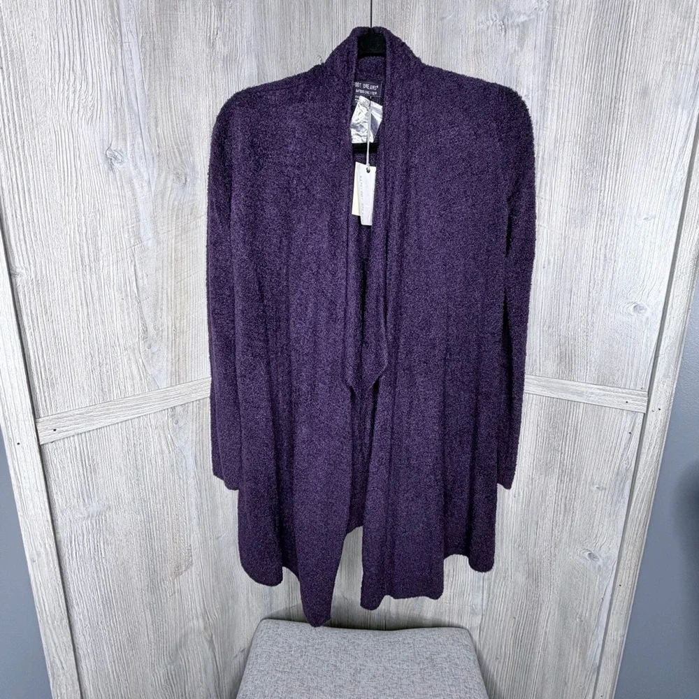 Barefoot Dreams Deep Purple Open Front Waterfall Cardigan